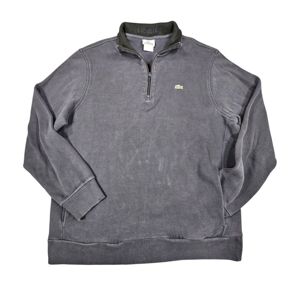 Lacoste Men's‎ Size 8 XXL Mock Neck 1/4 Zip Sweatshirt Pullover Deep Navy Blue